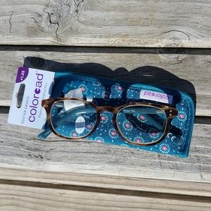 Color Read Readers by Foster Grant with Case in Tortoise Shell Brown & Teal Bows